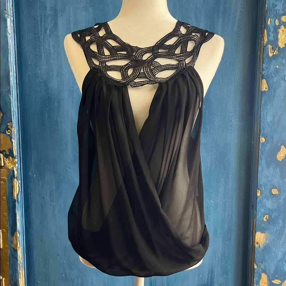 ANGL Elegant Black Sleeveless Top